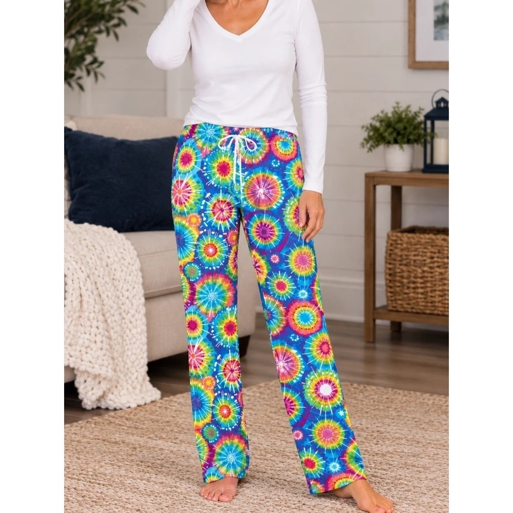 Southern Couture Tie Dye Starburst Lounge Pants Royal Straight Leg XXL